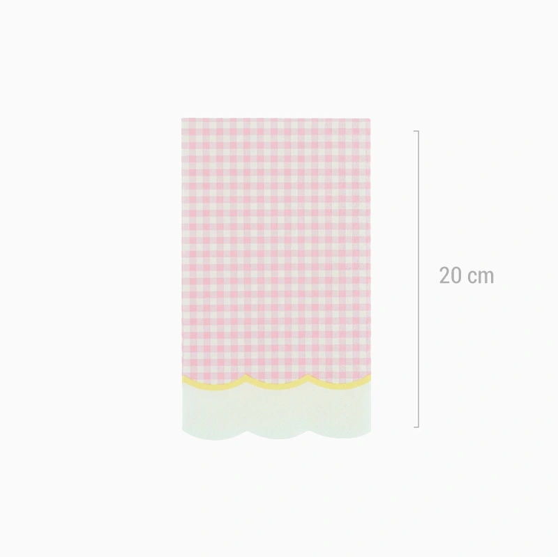 Servilleta Papel Doble Capa 33 x 39.5 cm Vichy Rosa Pastel