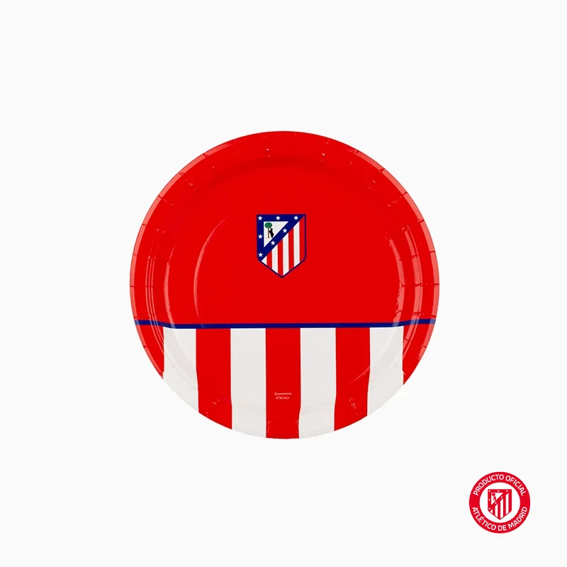Plato Cartón Llano Postre Ø 18 cm Atlético de Madrid