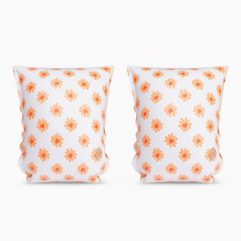 Manguitos Infantiles Blancos con Flores Naranjas