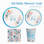 Kit de table de base 6 personnes Baby Shower bleu