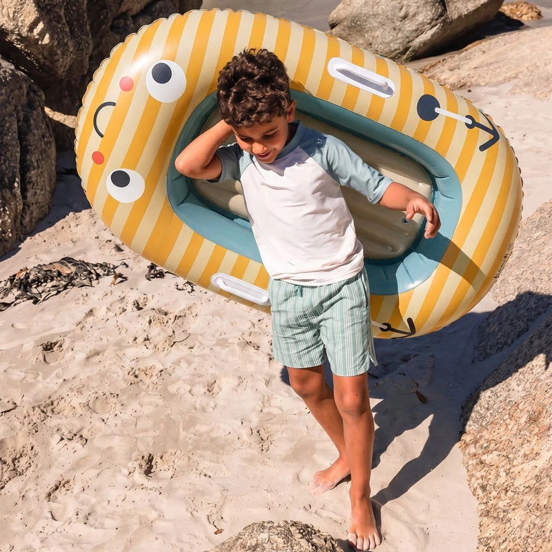 Inspiracion con Barco Hinchable Rayas Amarillo y Blanco