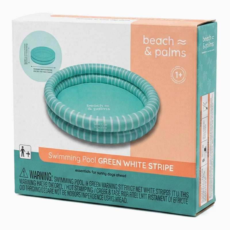 Inspiracion con Piscina Infantil Ø 100 cm Verde com Riscas Brancas