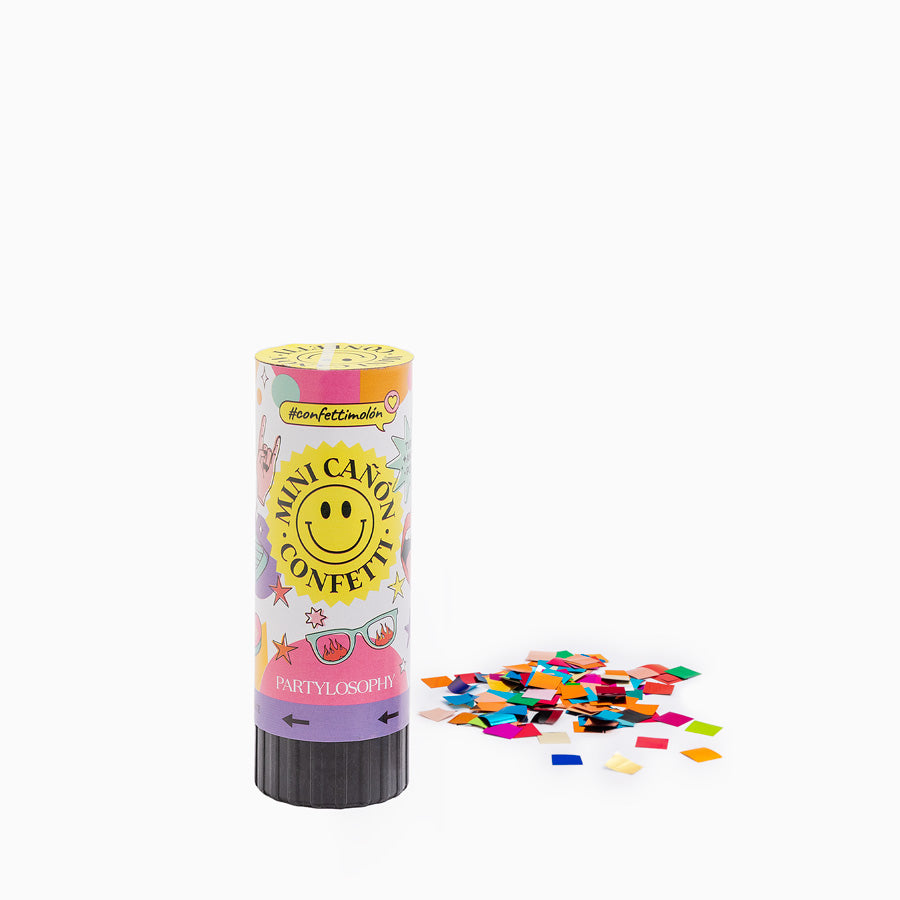 Mini Cañón Confetti Cuadrado  11 cm Metalizado Multicolor