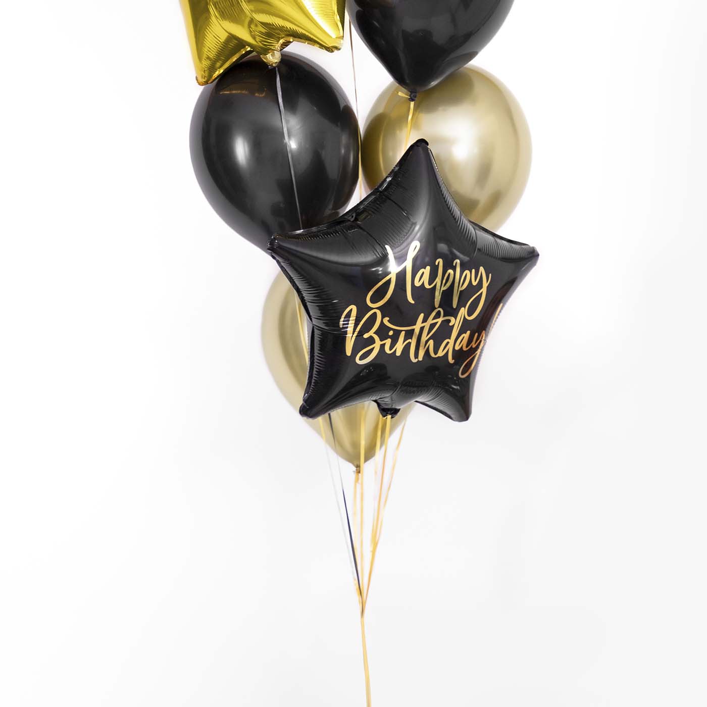 Fail star balloon "Happy Birthday" Black