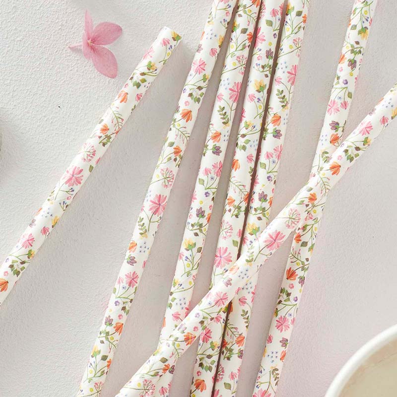Floral cardboard straws