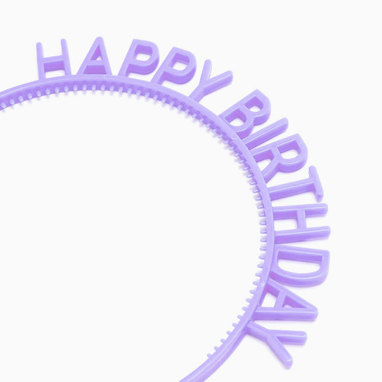 Banda da cabeça do aniversário "feliz aniversário" roxa