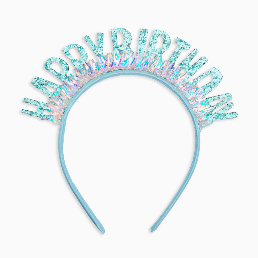 Birthday headband "Happy Birthday" Blue Glitter