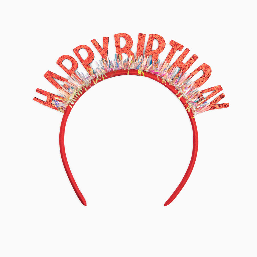 Birthday headband "Happy Birthday" Red Glitter