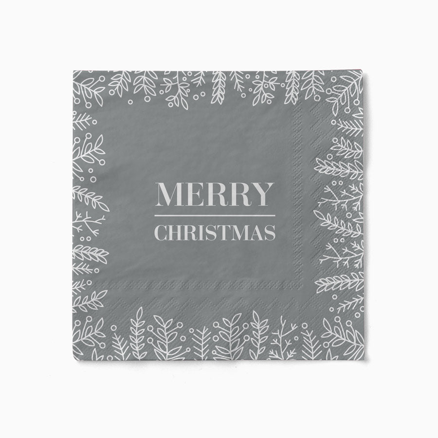Papel 33x33 cm napkins "Merry Christmas" Silver