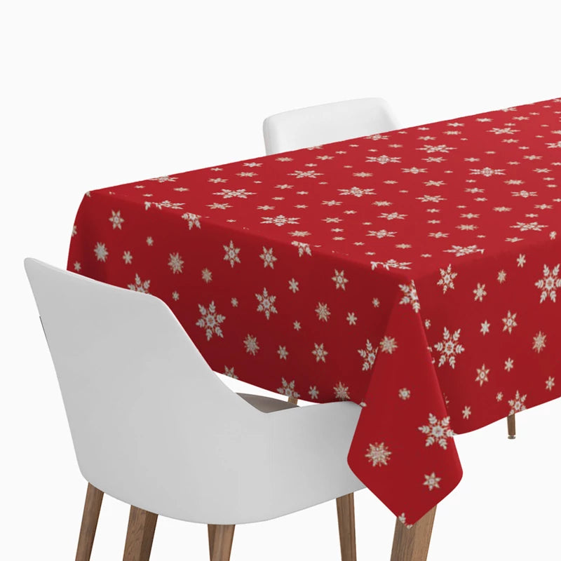 Waterproof Folded Paper Tablecloth Christmas Snowflake 1.20 x 1.80 m Red
