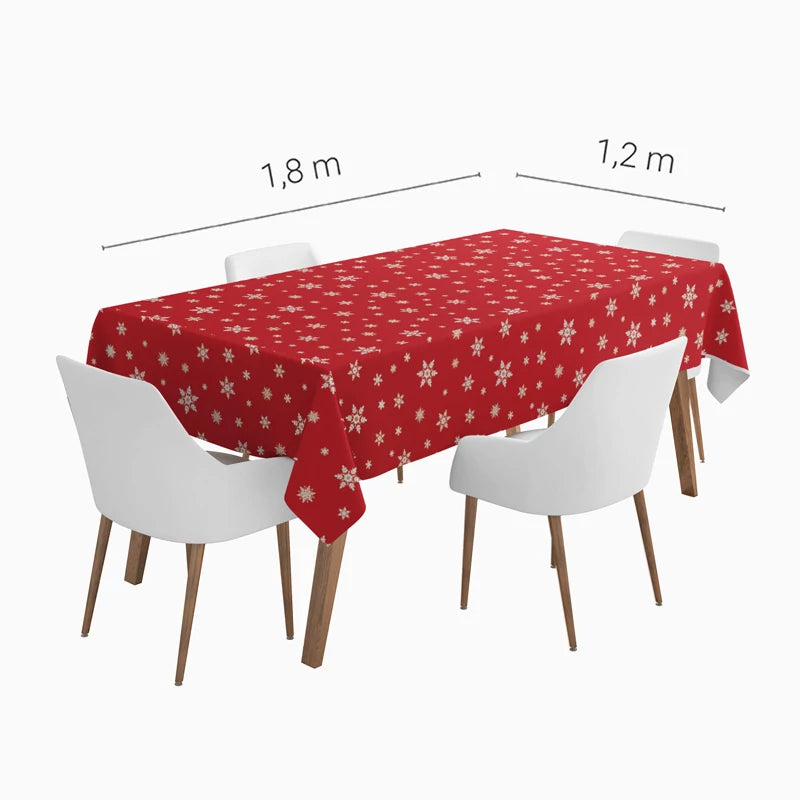 Inspiracion con Waterproof Folded Paper Tablecloth Christmas Snowflake 1.20 x 1.80 m Red