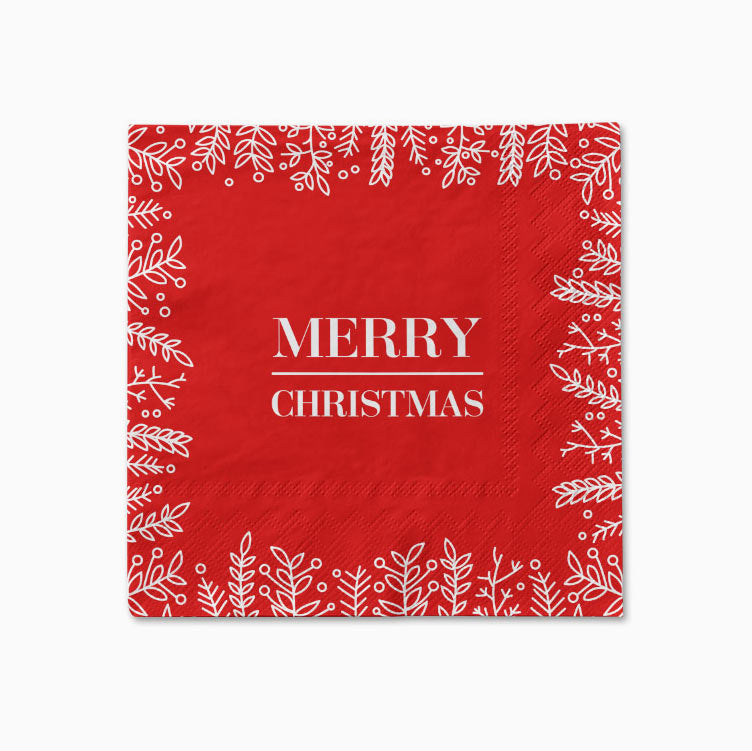 Papel napkins 33x33 cm Christmas "Merry Christmas" Red