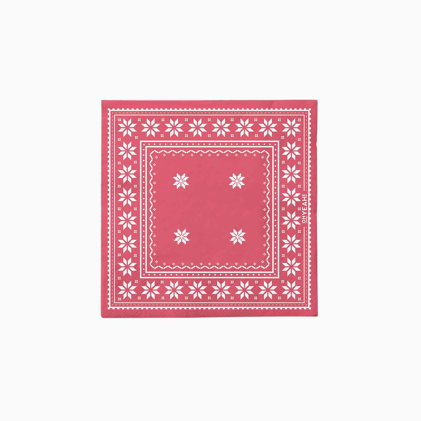 25x25 cm de papel guardanapos de natal miniflakes de neve vermelhos