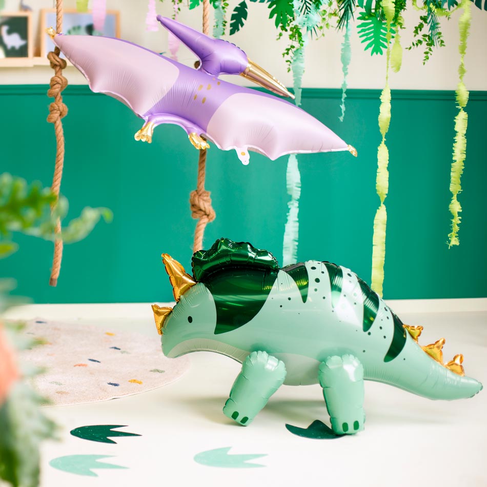 Green Foil Dino Triceratops Balloon