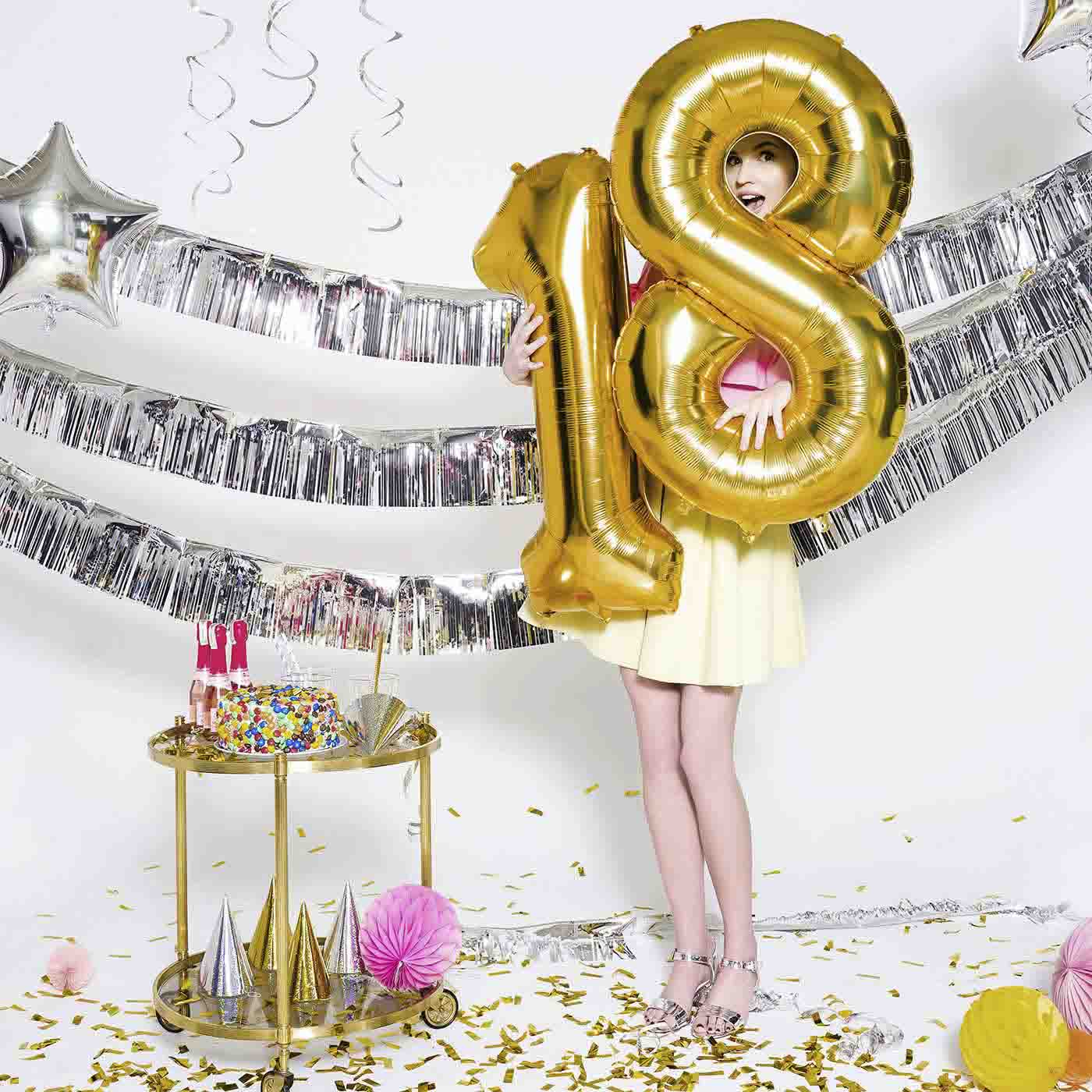 18 Birthday gold balloon