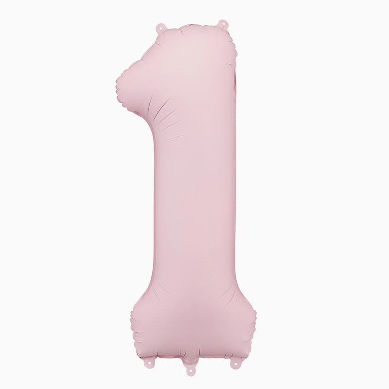 Palloncino foil Numero 1 Medio 86 cm Rosa Pastello