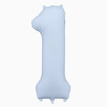 Globo Foil Número 1 Mediano 86 cm Mate Azul Pastel