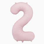Globo Foil Número 2 Mediano 86 cm Mate Rosa Pastel