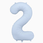 Globo Foil Número 2 Mediano 86 cm Mate Azul Pastel