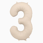 Globo Foil Número 3 Mediano 86 cm Mate Beige