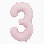Globo Foil Número 3 Mediano 86 cm Mate Rosa Pastel