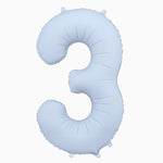 Globo Foil Número 3 Mediano 86 cm Mate Azul Pastel