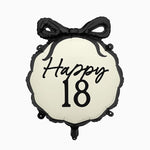 Globo Foil 45 cm Redondo Negro y Crema 'Happy 18'