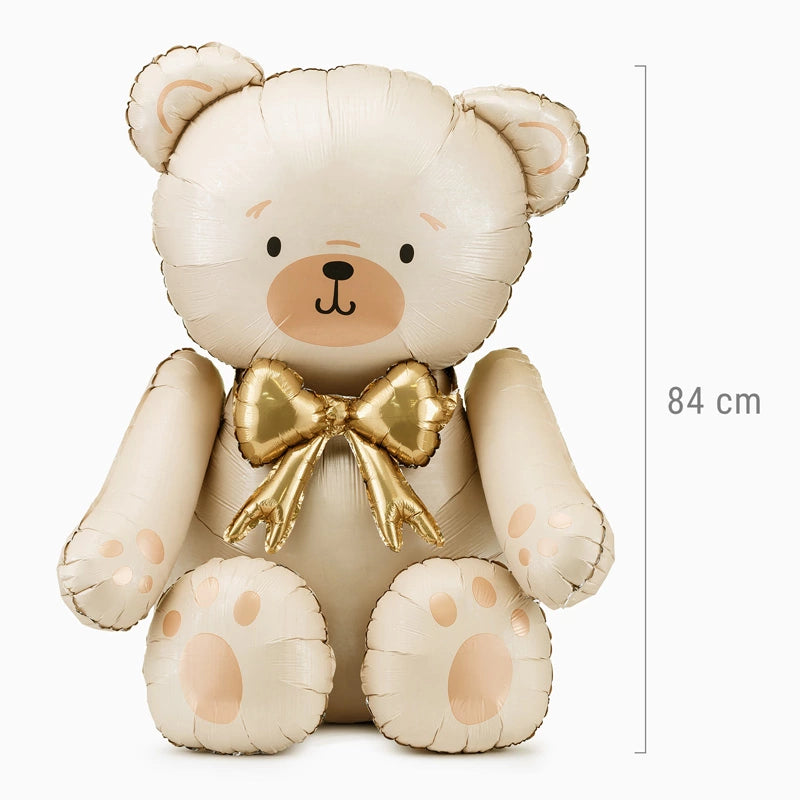 Pied de ballon aluminium 75 x 84 cm Ours crème (SANS HELIO)
