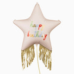 Globo Estrella Foil 72 cm 'Happy Birthday' con Flecos