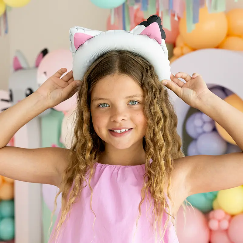 Diadema Globo Foil Orejas Gato Gabby