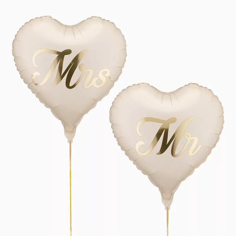 Set Globos Foil Mate 45 cm Corazón 'MR and MRS'