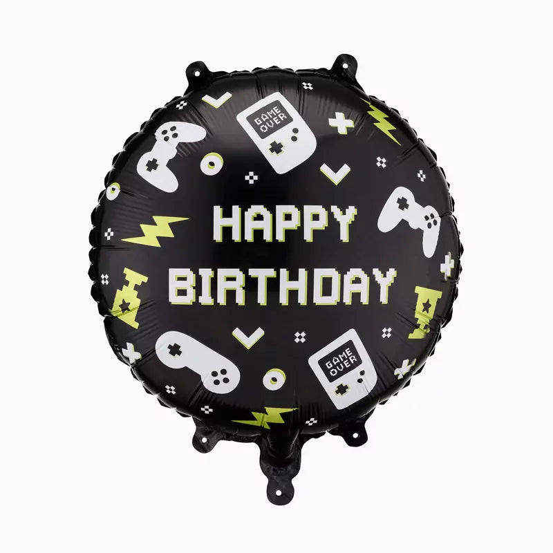 Inspiracion con Globo Foil Redondo Ø 35 cm 'Happy Birthday' Gamer