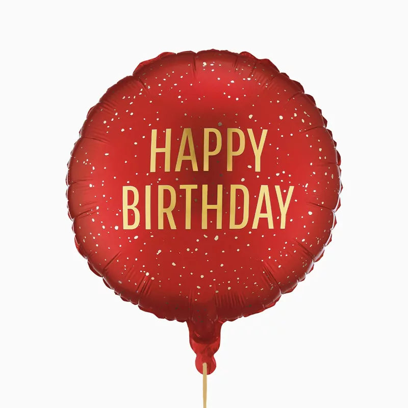 Globo Foil Redondo Ø 35 cm 'Happy Birthday' Rojo