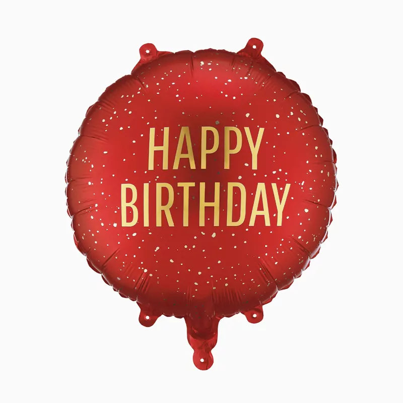 Globo Foil Redondo Ø 35 cm 'Happy Birthday' Rojo