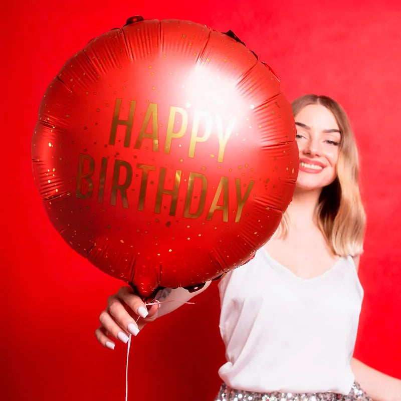Globo Foil Redondo Ø 35 cm 'Happy Birthday' Rojo