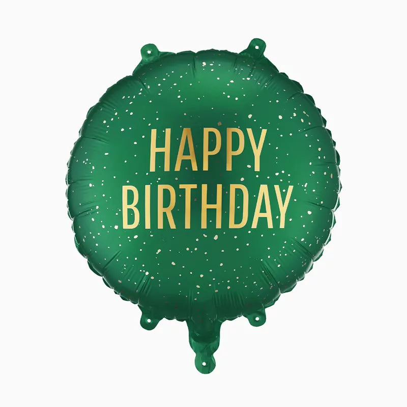 Globo Foil Redondo Ø 35 cm 'Happy Birthday' Verde