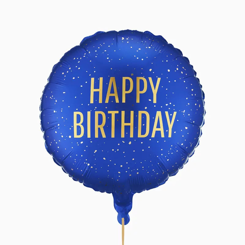 Globo Foil Redondo Ø 35 cm 'Happy Birthday' Azul Marino