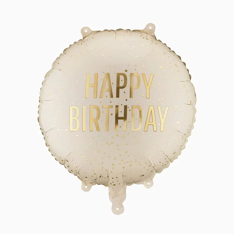 Globo Foil Redondo Ø 35 cm 'Happy Birthday' Crema
