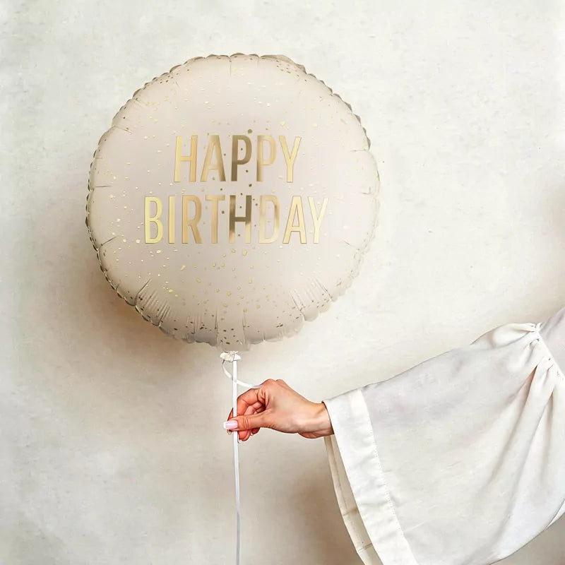 Globo Foil Redondo Ø 35 cm 'Happy Birthday' Crema