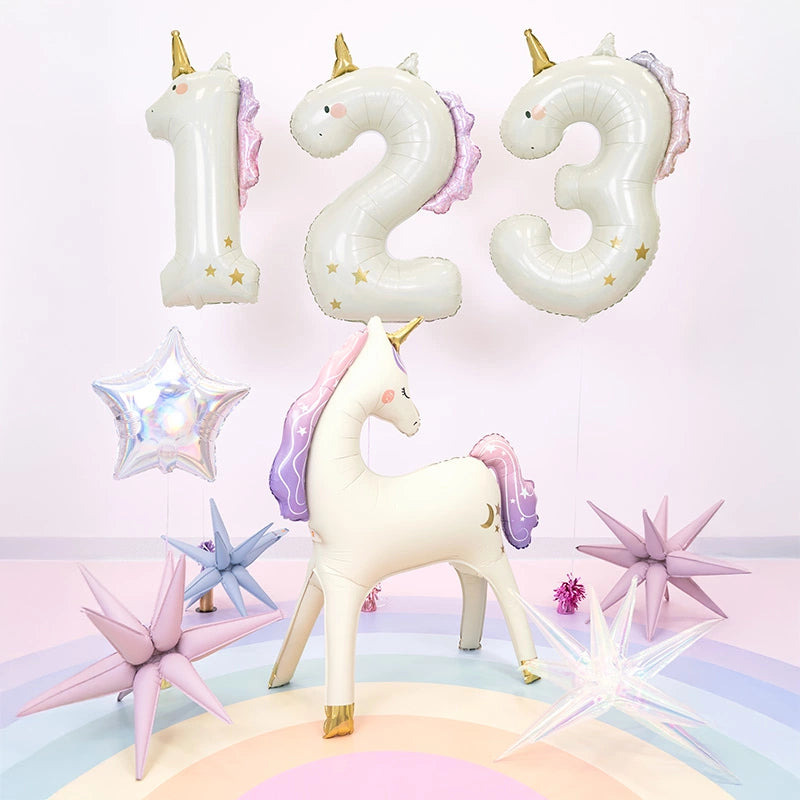Ballon aluminium numéro 1 grand 93 cm Licorne