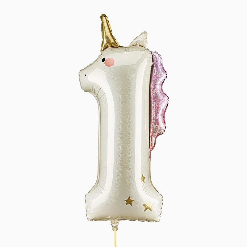 Ballon aluminium numéro 1 grand 93 cm Licorne