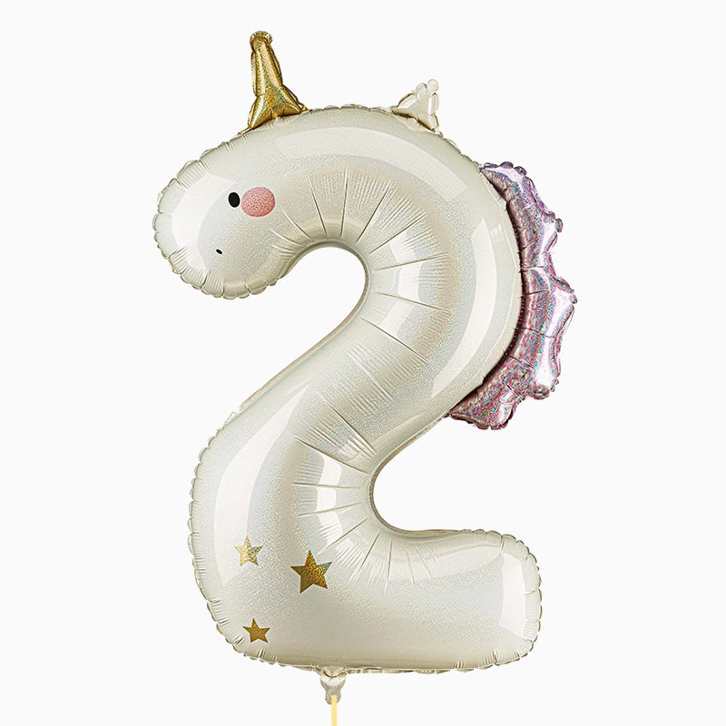 Foil Balloon Number 2 Large 93 cm Unicorn – Oh Yeah! by Partylosophy