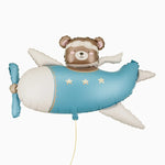 Bear on Airplane Foil Balloon 94 x 61 cm Pastel Blue