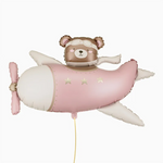 Globo Foil Oso en Avión 94 x 61 cm Rosa Pastel