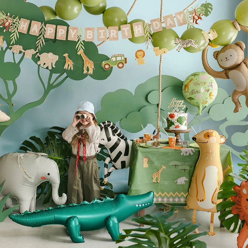 Inspiracion con Globo Foil Redondo Ø 35 cm 'Happy Birthday' Safari