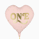 Foil Balloon 45 cm 'One' Heart Pastel Pink