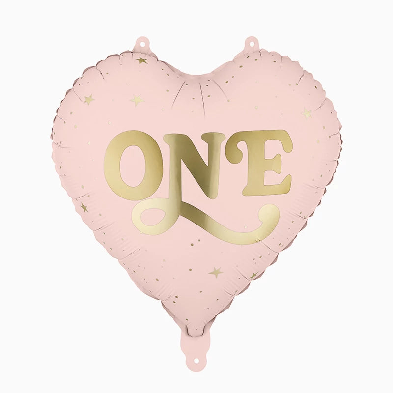 Palloncino Foil 45 cm 'One' Cuore Rosa Pastello