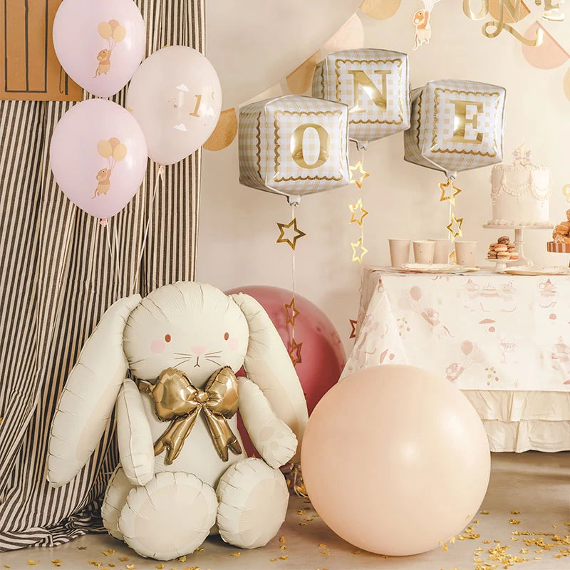 Inspiracion con Ballon mit Folienbasis 74 x 84 cm Cremefarbenes Kaninchen (OHNE HELIO)