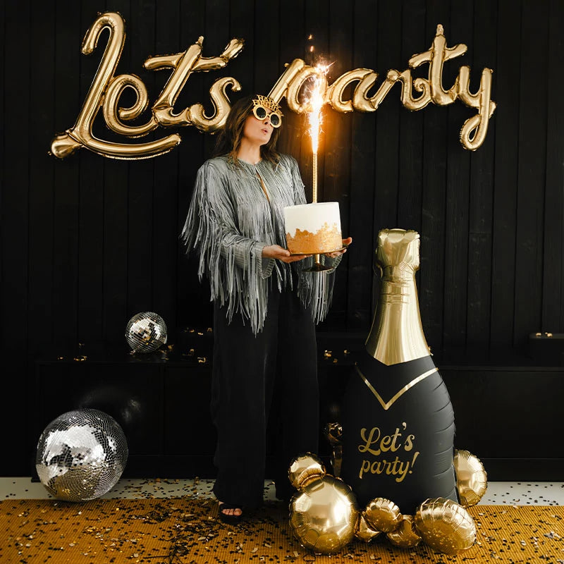 Folienballon 79 x 114 cm Flasche mit Blasen „Let's Party!“