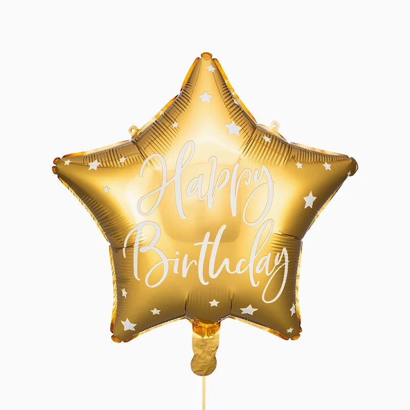 Globo Foil Estrella "Happy Birthday" Oro